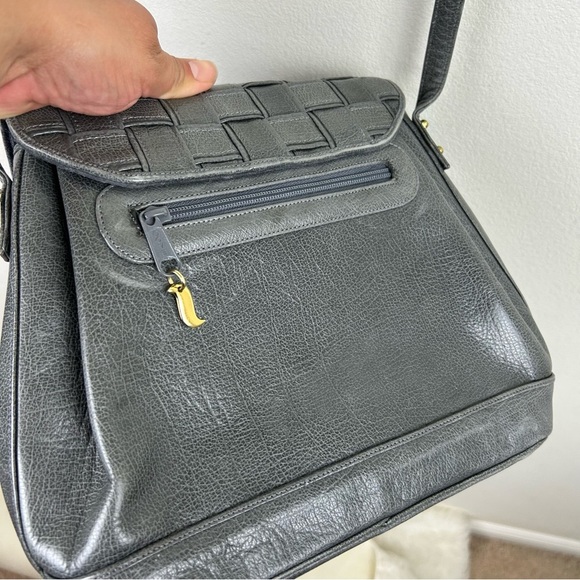 Sharif Vintage Leather Basket Weave Purse gray - Picture 10 of 10